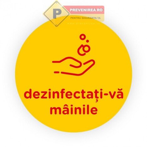 Semn galben dezinfectati mainile